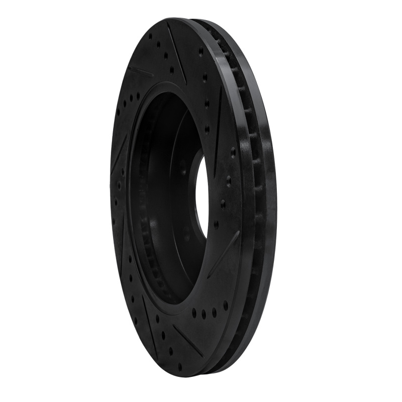 Ford E-350 Econoline Club Wagon Brake Rotor (1) - Rear Left - R1 Concepts - Drilled & Slotted - Black - `99-`07